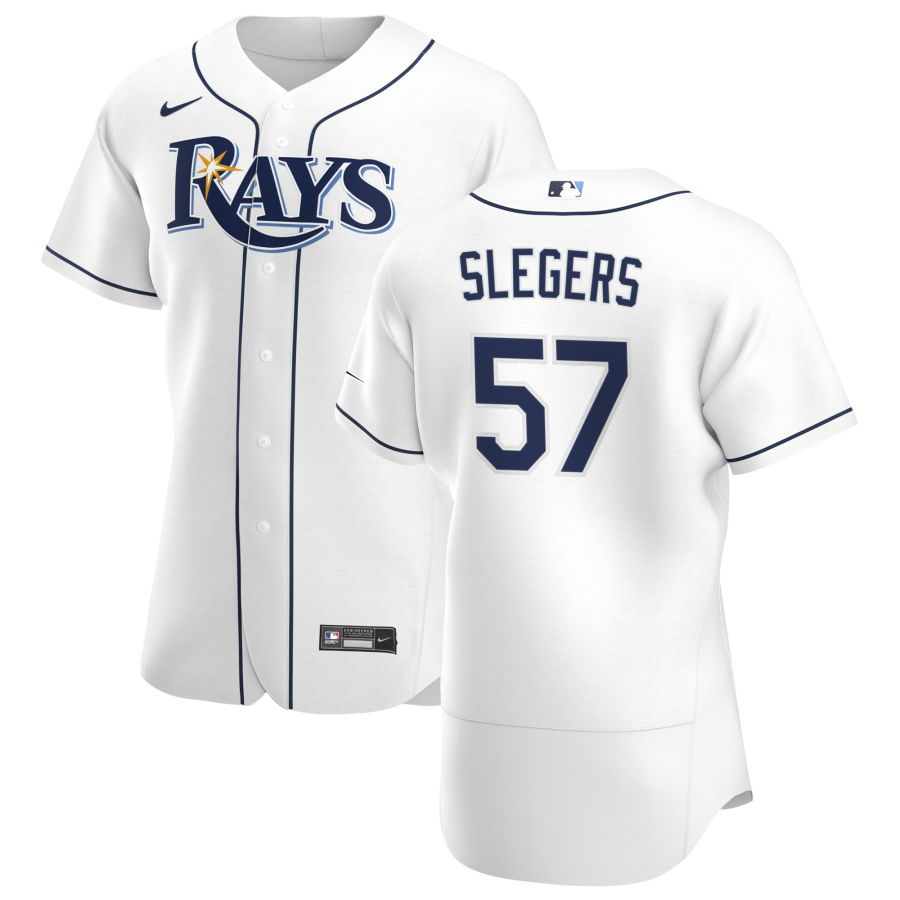 Tampa Bay Rays 57 Aaron Slegers Men Nike White Home 2020 Authentic Player MLB Jersey
